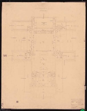 Wiener Staatsoper Wiederaufbau: Grundriss Bühnenhaus 6. Obergeschoss, Zuschauerraum Decke 1:200