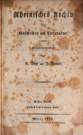 Rheinisches Archiv für Geschichte und Litteratur. 1. 1810