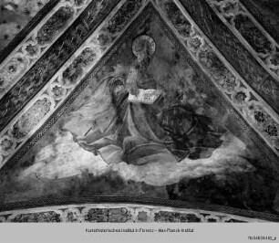 Innendekoration der Kirche San Michele Arcangelo : Gewölbekappen mit den Vier Evangelisten
