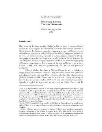 Muslims in Europe : the state of research