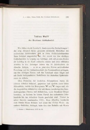 Tobias Wolff der Breslauer Goldschmied