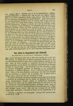 ¬Das¬ Kino in Gegenwart und Zukunft