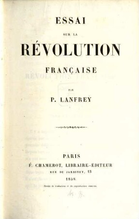 Essai sur la révolution Française