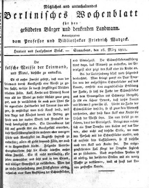 Hundert und funfzehntes Stueck, Sonnabend, den 16. Maerz 1811.