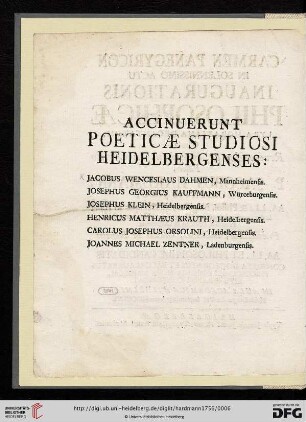 Accinuerunt: Poetica studiosi Heidelbergenses