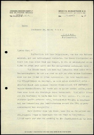 G. Rodenwaldt an G. Karo