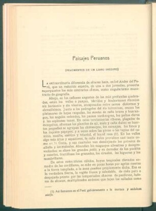 Paisajes peruanos : (Fragmentos de un libro inédito)