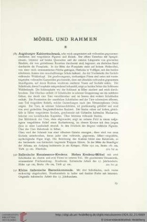 Möbel und Rahmen (Nr. 589-605)