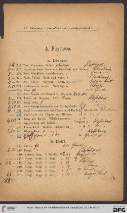 II. Abtheilung: Antiquitäten und Kunstgegenstände (Nr. 226 - 596)