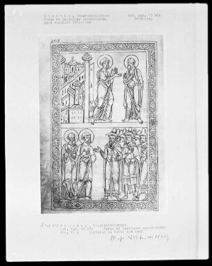 Vitae et passiones apostolorum — Zwei Szenen aus dem Leben der Apostel Petrus und Paulus, Folio 15verso