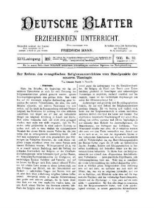 Zur Reform des evangelischen Religionsunterrichts vom Standpunkte der neueren Theologie