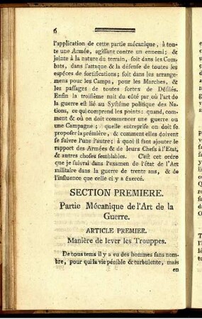 Article Premier. Manière de lever les Trouppes.