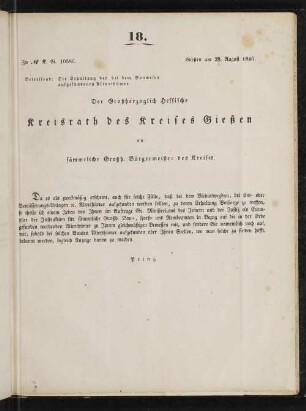 Amts-Blatt des Großherzoglich Hessischen Kreisraths des Kreises Gießen