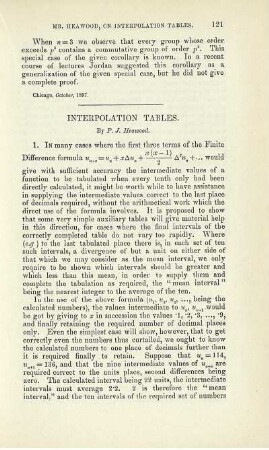 Interpolation tables.