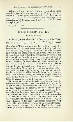 Interpolation tables.