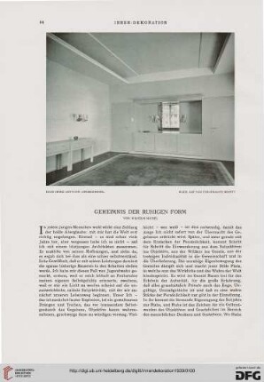 Geheimnis von der ruhigen Form