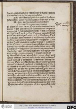 Expositio huius textus: quot modis nomina componuntur id est quot sunt modi secundum quos componuntur nomina.