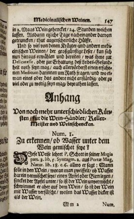 Anhang Von noch mehr unterschiedlichen Kuensten / fuer die Wein-Haendler / Keller-Meister und Weinschencken