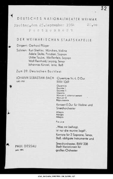 Festkonzert [...] Zum 39. Deutschen Bachfest