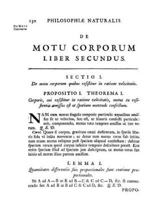 Philiosophiae naturalis de motu corporum. Liber secundus.