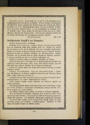 Fortschreitender Angriff in den Karpathen.