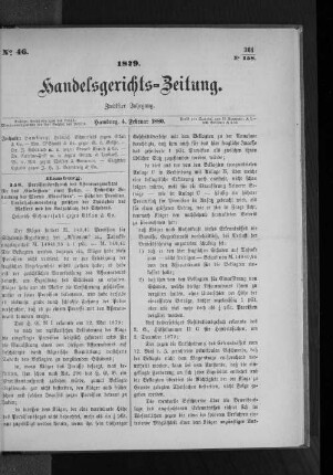 No 46 1879. Handelsgerichts-Zeitung.