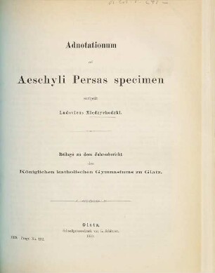 Jahresbericht des Königl. Katholischen Gymnasiums zu Glatz : über das Schuljahr ..., 1878/79
