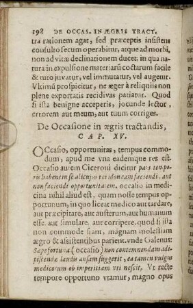 Caput XV. De Occasione in aegri tractandis