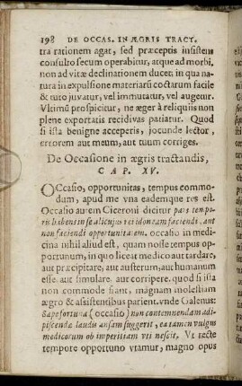 Caput XV. De Occasione in aegri tractandis