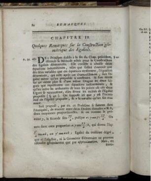 Chapitre IV. Quelques Remarques sur la Construction géométrique des Egaliés.