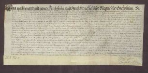 Jakob Ferber und Hans Merkel, Bürger zu Gochsheim, verschreiben der geistlichen Verwaltung daselbst von wegen der St. Katharinen-Pfründe für 60 Gulden Kapital 3 Gulden jährlicher Gült .