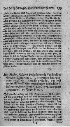 Prolusiones de versionibus Graecis librorum V. T. litterarum hebraicarum magistris.