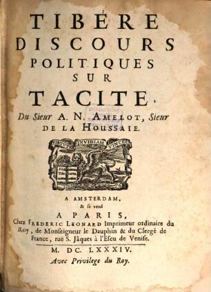 Tibère : discours politiques sur Tacite