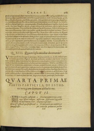 Quarta Primae Partis Particula, De Estheris in regiam domum adductione.