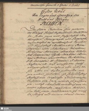 1. Titul. Von Lager und Grentzen der Stadt und Pflege Meissen.