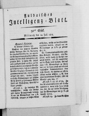 30tes Stück, Ausgabe vom 24. Juli 1805