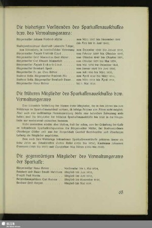 Die gegenwärtigen Mitglieder des Verwaltungsrates der Sparkasse