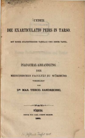 Ueber die exarticulatio pedis in tarso