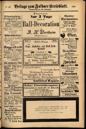 Zweite Ausgabe vom Donnerstag, den 26. November 1896.