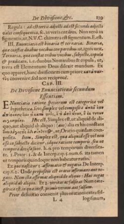 Cap. III. De Divisione Enunciationis secundum Essentiam.