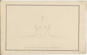 Lusthaus, 6. Variante, Entwurfsskizze, Aufriss : Lusthaus, 6. Variante, Entwurfsskizze, Aufriss, Zacharias Longuelune, 1715/1748. Feder, Graphit/Papier. 28,6 x 45,9 cm. Maßstab ohne Maßeinheit (50=18,3 cm).
