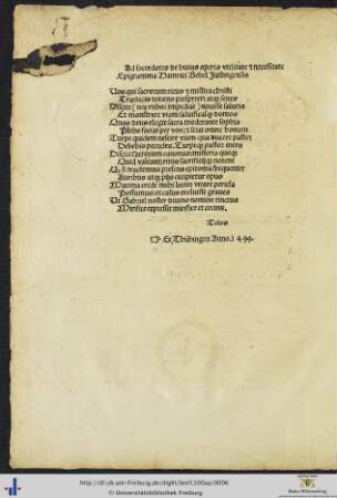 Ad sacerdotes de huius operis utilitate et necessitate Epigramma Hainrici Bebel Justingensis