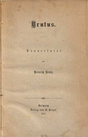 Brutus : Trauerspiel von Heinrich Kruse
