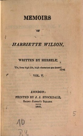 Memoirs of Harriette Wilson : in Four Volumes, 5