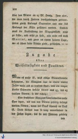 Zugabe über Weisellosigkeit und Faulbrut.