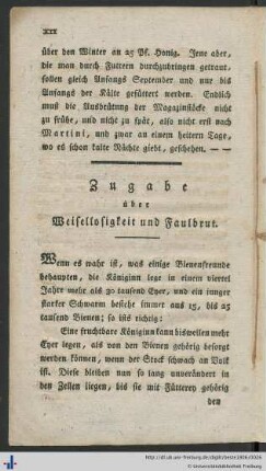 Zugabe über Weisellosigkeit und Faulbrut.