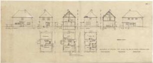 Döllgast, Hans; München, Prössl - Str.; Wohnhaus mit Atelier Dr. Joh. E. Kappel - Grundrisse; Ansichten; Schnitte