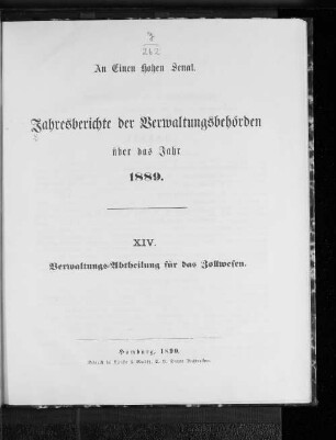 XIV. Verwaltungs-Abtheilung für das Zollwesen.