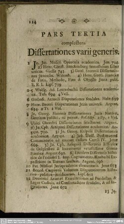 Pars Tertia complectens Dissertationes varii generis