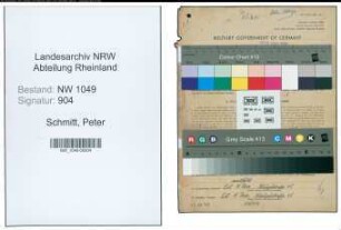 Entnazifizierung Peter Schmitt , geb. 01.04.1898 ()